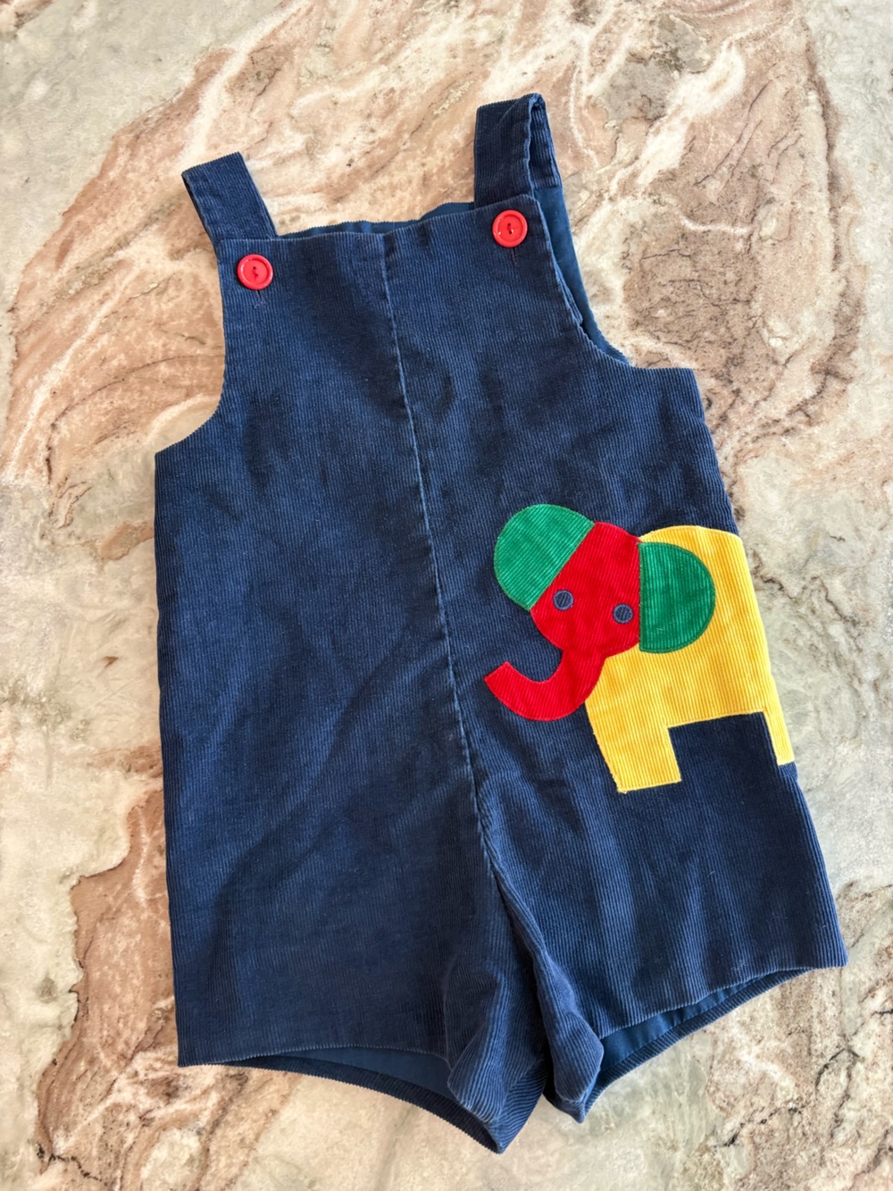Vintage 80's Boys Corduroy Romper Shorts Overalls Elephant Fischel Sakowitz 4T